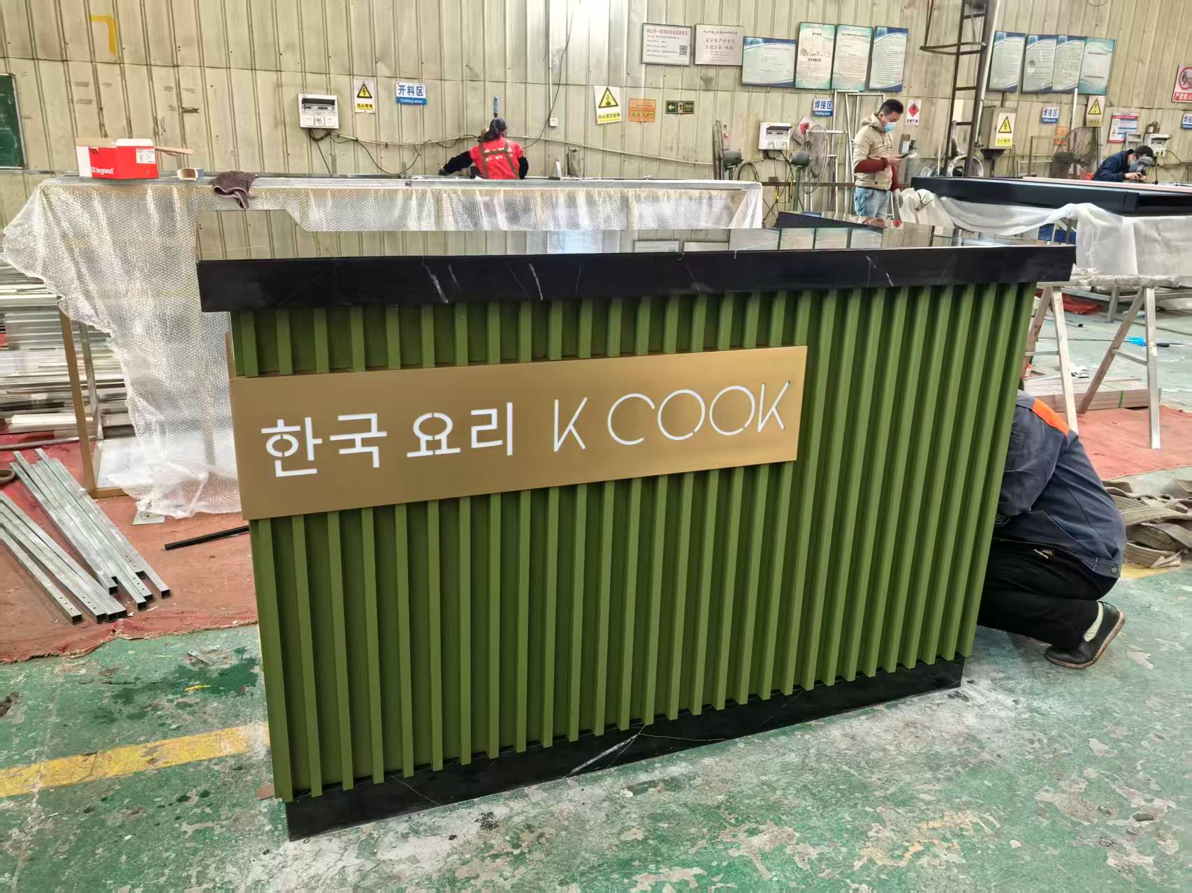 Custom metal bar counter fabrication