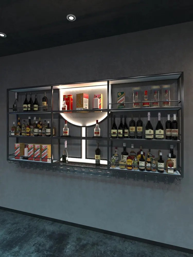 Custom stainless steel hanging rack for commercial interior